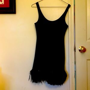 Vintage flapper style black dress with feathers